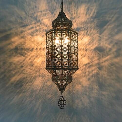 Artpad Cast Iron Pendant Lamp Big Size Southeast Asia Exotic Hollow Chain Hanging Pendant light for Cloth Store Bar Restaurant