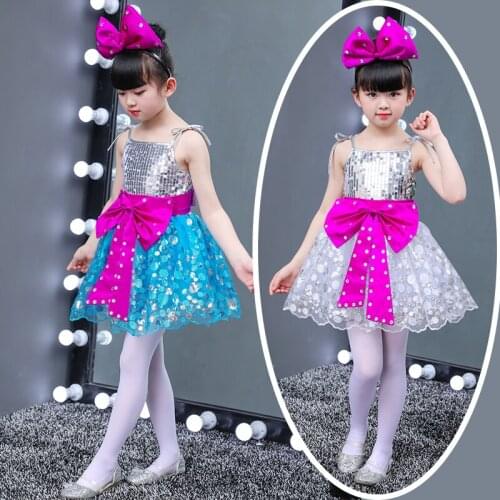 Children Dance Sequin Tulle Dress Suspender Girl Ballet Dress Fitness Clothing Performance Wear Leotard Costume