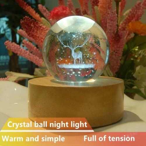 Crystal Ball Night Light 3D Night Light Modeling Light USB Interface Birthday Gift Led 173（2