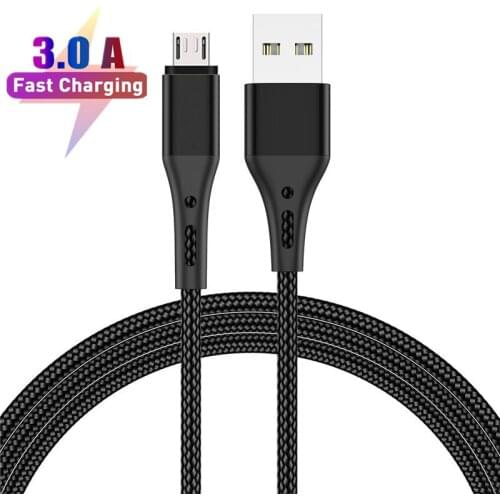 Micro USB Cable For Samsung S7 Edge A10 Xiaomi Redmi 9AT 9C honor alcatel 1L Phone charger cable 3A Quick charge data Sync Wire