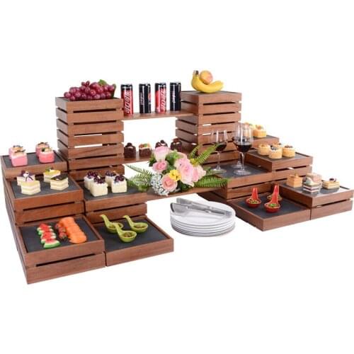 Chinese dessert table display stand wooden buffet sushi fruit cake snack stand buffet tea break