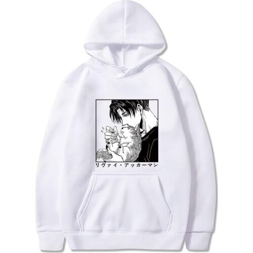 Classic Japan Anime Attack On Titan Rivaille Ackerman Hoodies Funny Cartoon Kawaii Cat And Men Harajuku Womens Sweatshirts Tops