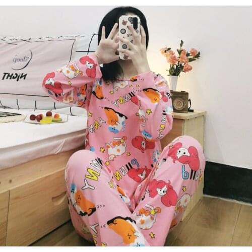 Wholesale Women Pajamas Sets Spring Autumn Thin Carton Generation Women Long Sleepwear Suit Home Women Gift Female Pyjamas Set