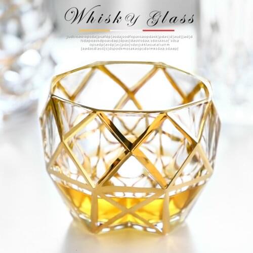 Creative Golden Plated Whiskey Glass Wine Brandy Liquor Gold Spirit Cup Charms Vasos De Cristal Bicchiere A Vin Vidro Glasses