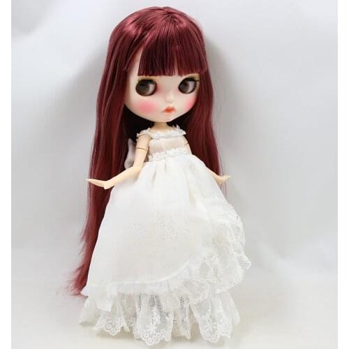 ICY DBS Blyth Doll No.BL12532 Wine red hair Carved lips Matte customized face Joint body 1/6 bjd