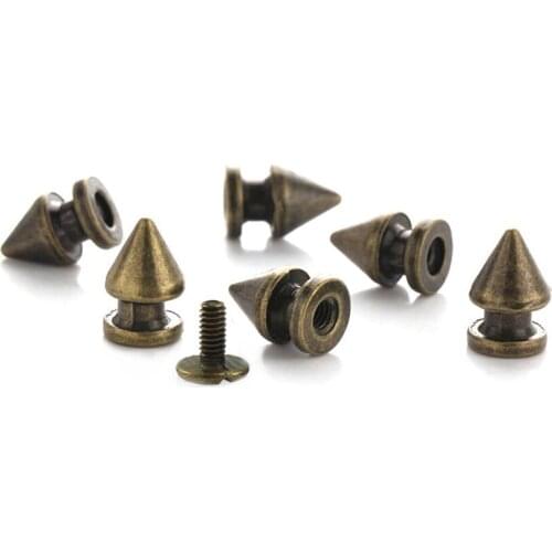 100sets 8*12mm Bronze Cone Spots Metal Studs Leathercraft Rivets Bullet Spikes Punk Spike Rivets for Leather