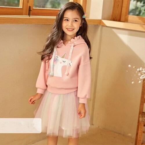 Unicorn Girls Hoodies + Mesh Pettiskirt Fashion Girl Fall Boutique Outfits Toddler Girl Clothing Set 3t Girls Clothes Autumn