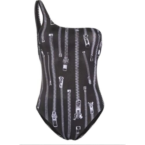 Print Fashion One shoulder Swimsuit Women One Piece Swimwear Beachwear Sexy Monokini Bathing Suits Swimsuits