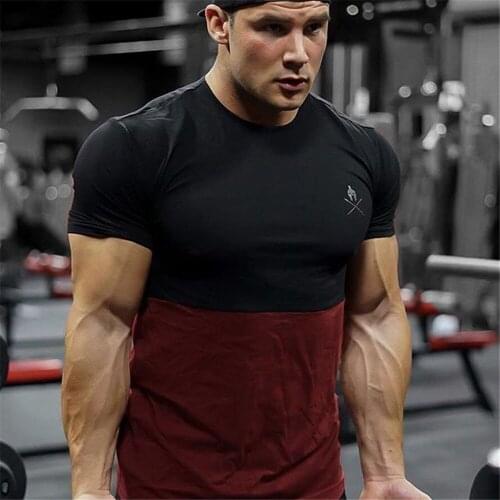 Summer new style mens slim t shirts short sleeve Outdoor Running training patchwork Pullover Male casual Fashion sweatshirts