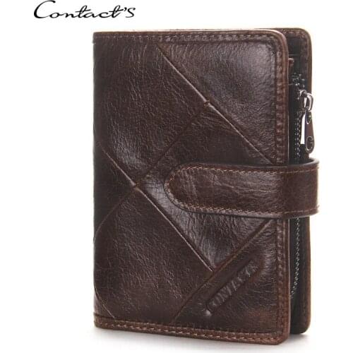 Men Wallets 2020 Buckle Leather Mens Wallet Cowhide Casual Zipper Coin Purse Card Holder