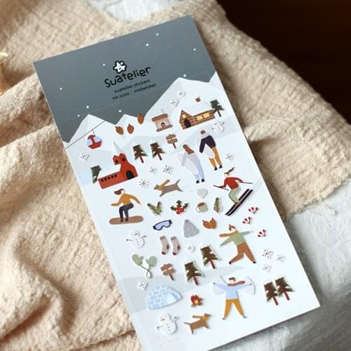 Sonia Midwinter PET Stickers Korea Origin Skiing Snow Die Cutting Scrapbooking DIY Hobby Craft Home Decoration Supplier
