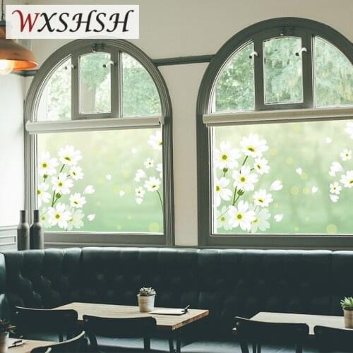 Custom Size Static Cling Glass Sticker PVC Daisy Decorative Privacy Protection Window Film For Bathroom Bedroom Kitchen Balcony