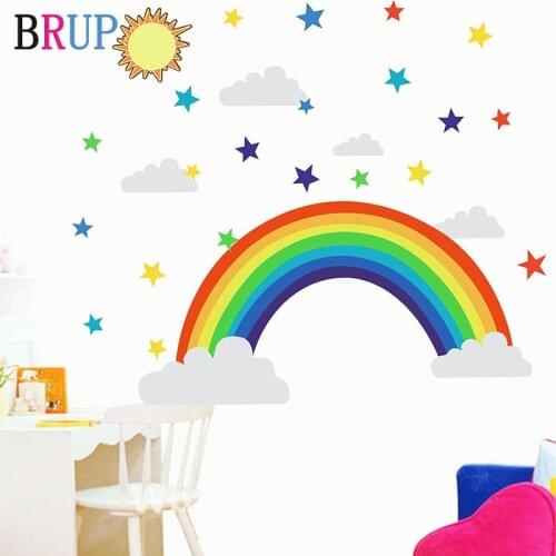 New Colorful Rainbow Wall Stickers for Kids Room Furniture Decoration Home Decor Wall Decals Living Room Stickers Poster Murals