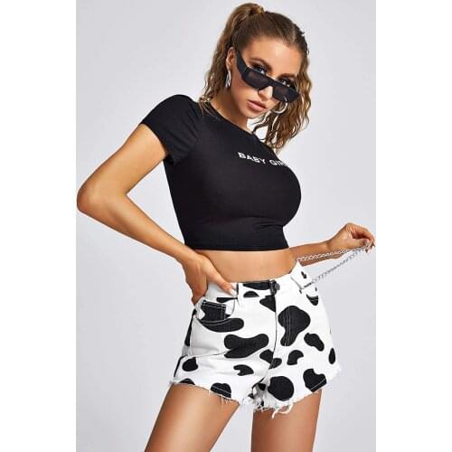 New Sexy Leopard Women Denim Shorts Fashion High Waist Chic Short Jeans Summer Casual Straight Denim Shorts Girl 2020