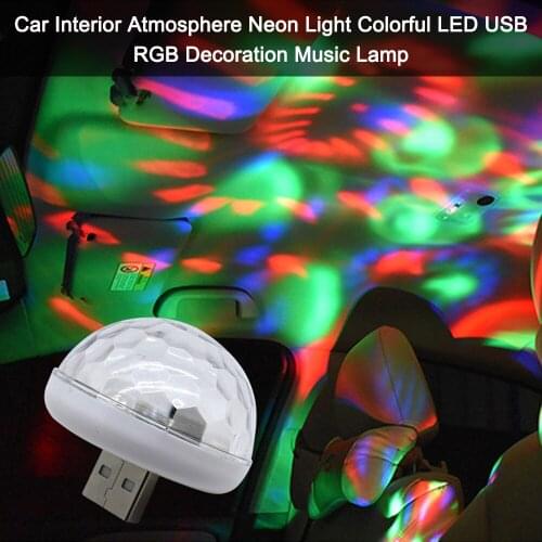 New Car Interior Atmosphere Light Neon Light Colorful LED Car USB RGB Decoration Music Sound Lamp Mini DJ Light