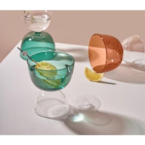 Original ins wind resistant to high temperature colored glass glasses home Japanese couple yogurt ice cream juice cup