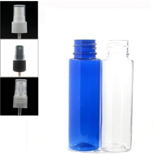 30ml empty clear/blue Cylinder Plastic Bottles pet bottle with white/black/transparent fine mist,sprayer X 10