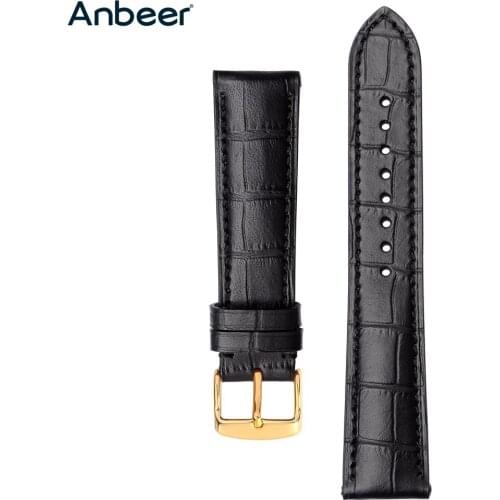 Anbeer Watchband 14mm 18mm 19mm 20mm 21mm 22mm Alligator Embossed Italy Calfskin Genuine Leather Watch Strap