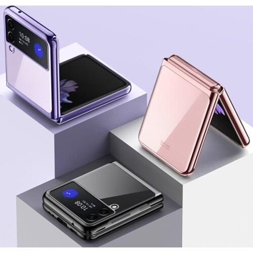 Luxury Plating Transparent Ultra Slim Case for Samsung Galaxy Z Flip 3 All-inclusive Cover Shell for Galaxy Z Flip 3 ZFlip 3