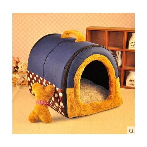Fine joy Luxury Warm Pet House Cat Dog Nest Anti-wind Cotton Bed Sofa Animal Sleeping Cover Easy Cleaning High Quality Kennel
