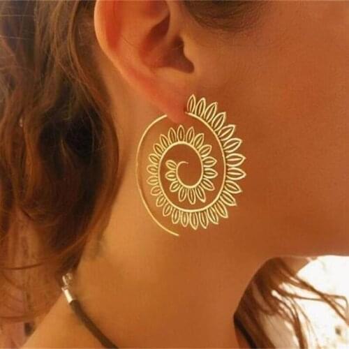 ERLUER Fashion Swirl Hoop Earring Women Brincos Gold Silver Color Geometric Earrings Steampunk Party Statement Ethnic Jewelry