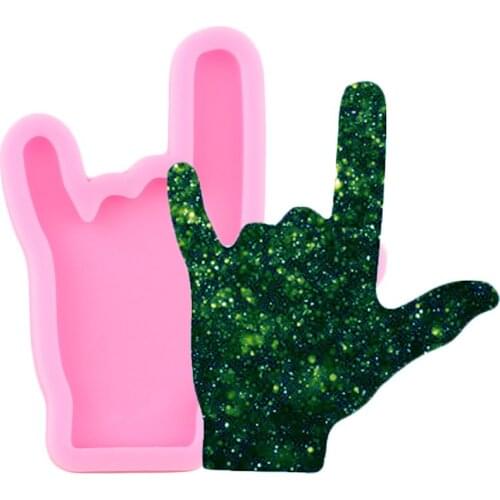 Shiny Hands Shape Keychain Silicone Mold Polymer Clay Pendant Molds Fashion Jewelry Resin Craft Necklace Moulds