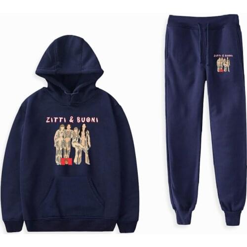 WAWNI Maneskin Hoodies Casual Sweatshirts Two Piece Suit Cotton Popular Cosplay Pullover Pants Harajuku Wtreetwear Suit 2021