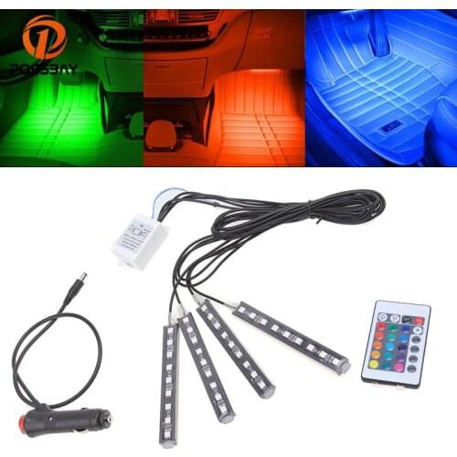 POSSBAY 4 In 1 9/12 LED Strip Light RGB Car Interior Light Floor Lamp Decorative Atmosphere Lamp With Wireless Control