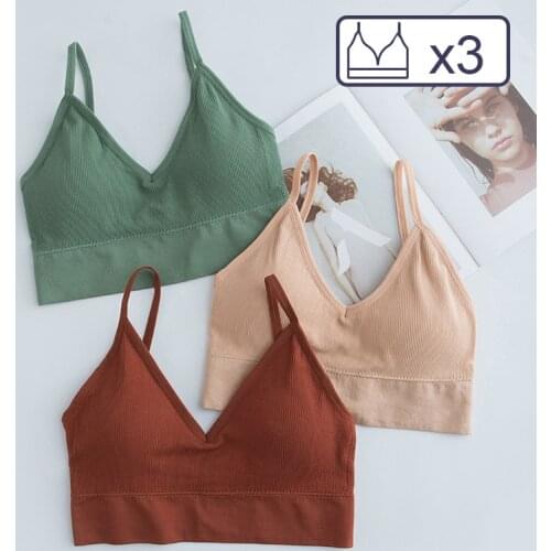 3pc/lot Womens Tube Top Bra Sling Crop Tops Bras Padded Underwear Sports Tank Tops Sexy Lingerie Camisoles Female Clothes