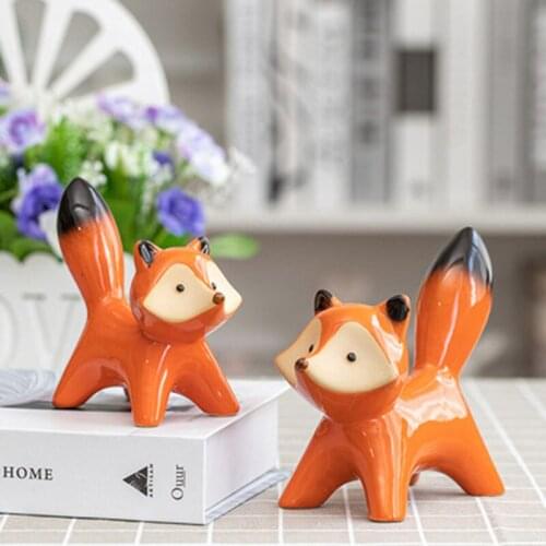 Fox Ornaments Figurine Dekoration Ceramics Mushroom Desktop Decoration Lovely Ornament Room Decor Decoration توزيعات декор