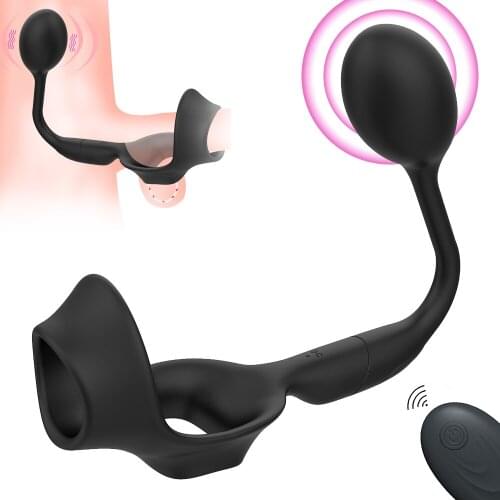 Vibrating Penis Massager Ring Chastity Testicle Vibrator Dildo Sex Toys for Men Wireless Remote Control Male Prostate Massager