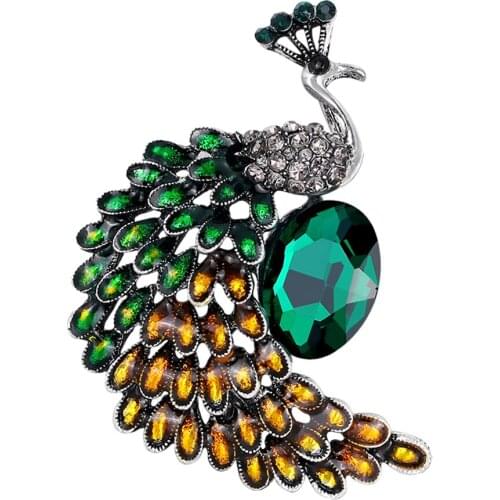 Womens Crystal Beautiful Peacock Brooch Fashion Wedding Animal Bouquet Brooch in Bouquet Wedding Clothes