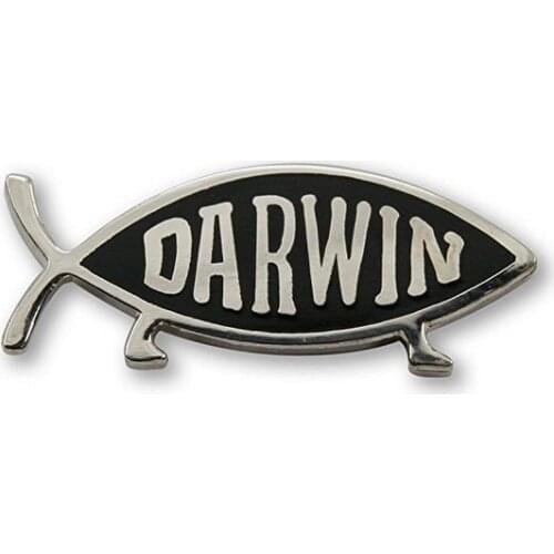 DARWIN Fish Evolution atheist Lapel Pin Badge