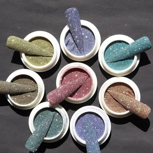1BOX New Crystal Diamond Powder Woolen Powder Fine Nail Glitter Rainbow Pigment Dust Reflective Bundy Powder CFT23-JY238U