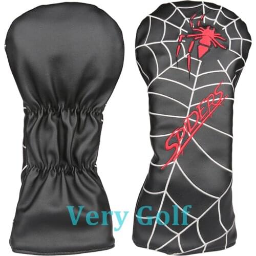 1pc Black Leather with Spider Embroidery Golf Club Driver Head Cover