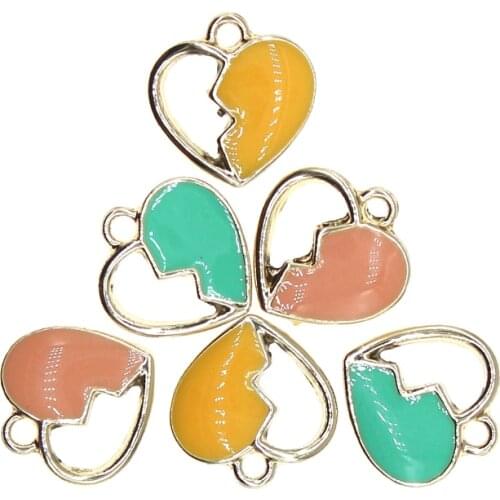 10pcs/lot 14*15mm Enamel Hollow half heart Charms Red Heart Charms For DIY Fashion Earrings Necklace Jewelry Making Findings