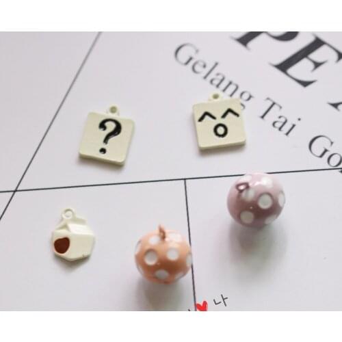 10pcs/lot fashion Square card 3D mushrooms Milk spray painting alloy pendant DIY accessories of necklace bracelet headdress