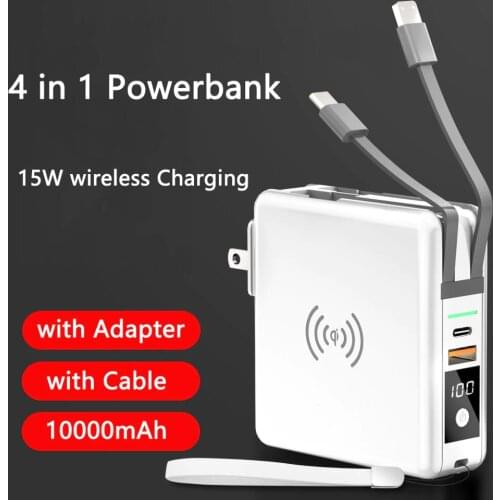 10000mAh Power Bank QC3.0 15W Fast Wireless Charger Powerbank Portable Phone Charger for Samsung S8 S9 S20 iPhone 11 pro 8 Plus