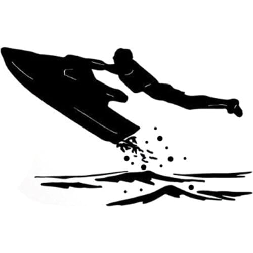 14.6CM*9.2CM Interesting Jet Extreme Ski At Sea Silhouette Sports Decal Vinyl Car Sticker S9-1165
