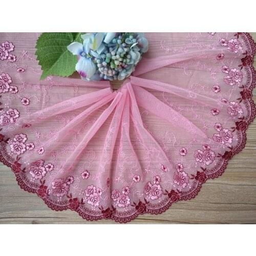 17Yards Rose Flower Pattern Mesh Tulle Lace Trim Ribbon Diy Craft Fabric for Dolls Dress Sofa Curtain Accessories