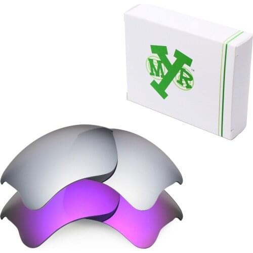 2 Pairs Mryok POLARIZED Replacement Lenses for Oakley Flak Jacket XLJ Sunglasses Silver Titanium & Plasma Purple