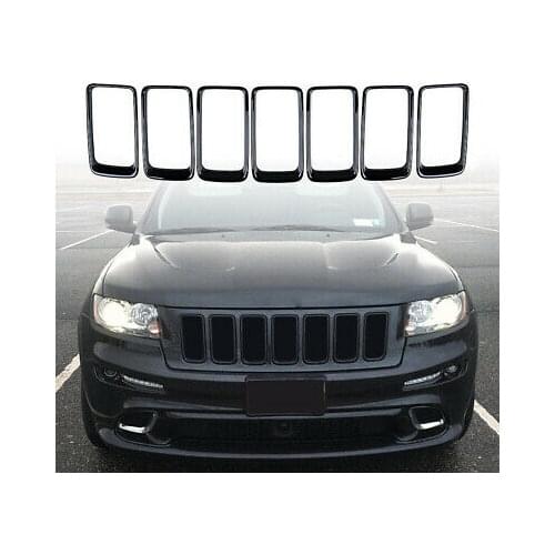 7X Black Front Grille Mesh Ring Insert Cover for Jeep Grand Cherokee 2014-2016