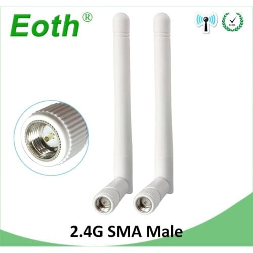 2pcs 2.4GHz Antenna WIFI SMA Male connector 3dbi Aerial 2.4 ghz wi fi antenne 2.4G White for Wireless wi-fi Router antenas