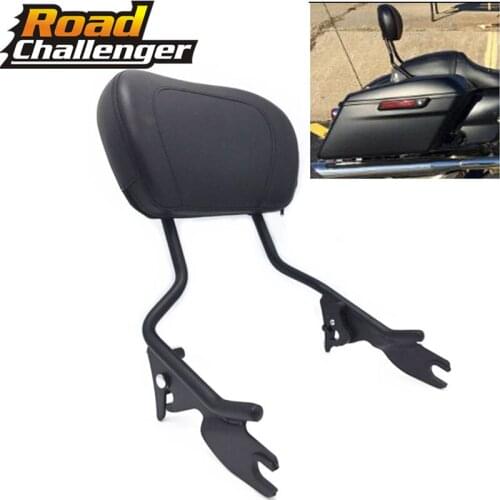 Black Sissy Bar Upright Passenger Backrest w/ Pad For Touring Road King Street Glide FLHR FLHX FLHT FLTR 2009-2017 2018