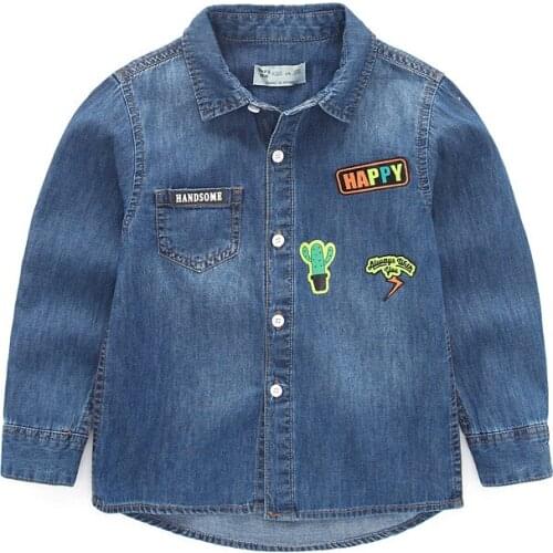 Childrens Boys Denim Shirt 2019 Autumn New Baby Boys Soft Cotton Tee Shirt Childrens Long Sleeve Denim Shirt Baby Cowboy Top