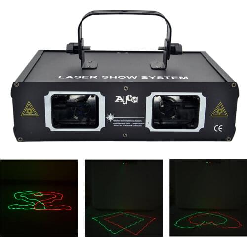 AUCD 2 Lens Red Green RG Beam Projector Laser Lights DMX Professional Disco DJ Club Holiday Bar Party Show Stage Lighting 506RG