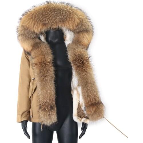 2021 New Short Men Parka Winter Real Fox Fur Jacket Natural Raccoon Fur Collar Hood Thick Warm Fashion Outerwear Streetwear Coat