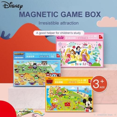 Disney Frozen Princess Mickey Magnetic Puzzle Box Drawing Board Creative Paste Game Box Baby Early Education Toy Gift For Kids