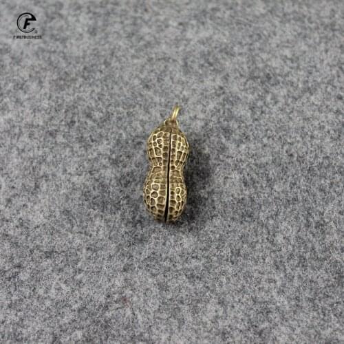 Solid Brass Peanut bell Ornaments Copper Figurines Feng Shui Desk Decoration Home Decor Accessories Keychain Pendant gifts