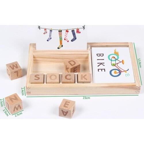 Montessori Spell word game Wooden Toys Early Learning Jigsaw Letter Alphabet Puzzle Preschool Educational Baby Toys for Children